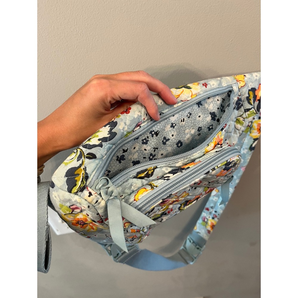 Vera Bradley Mini Sling Backpack Light Blue Floral Quilted Cotton Crossbody Bag - Picture 5 of 5